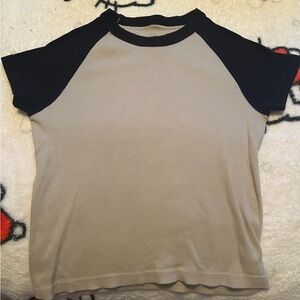 Brandy Melville Black and Gray Kids Raglan Tee